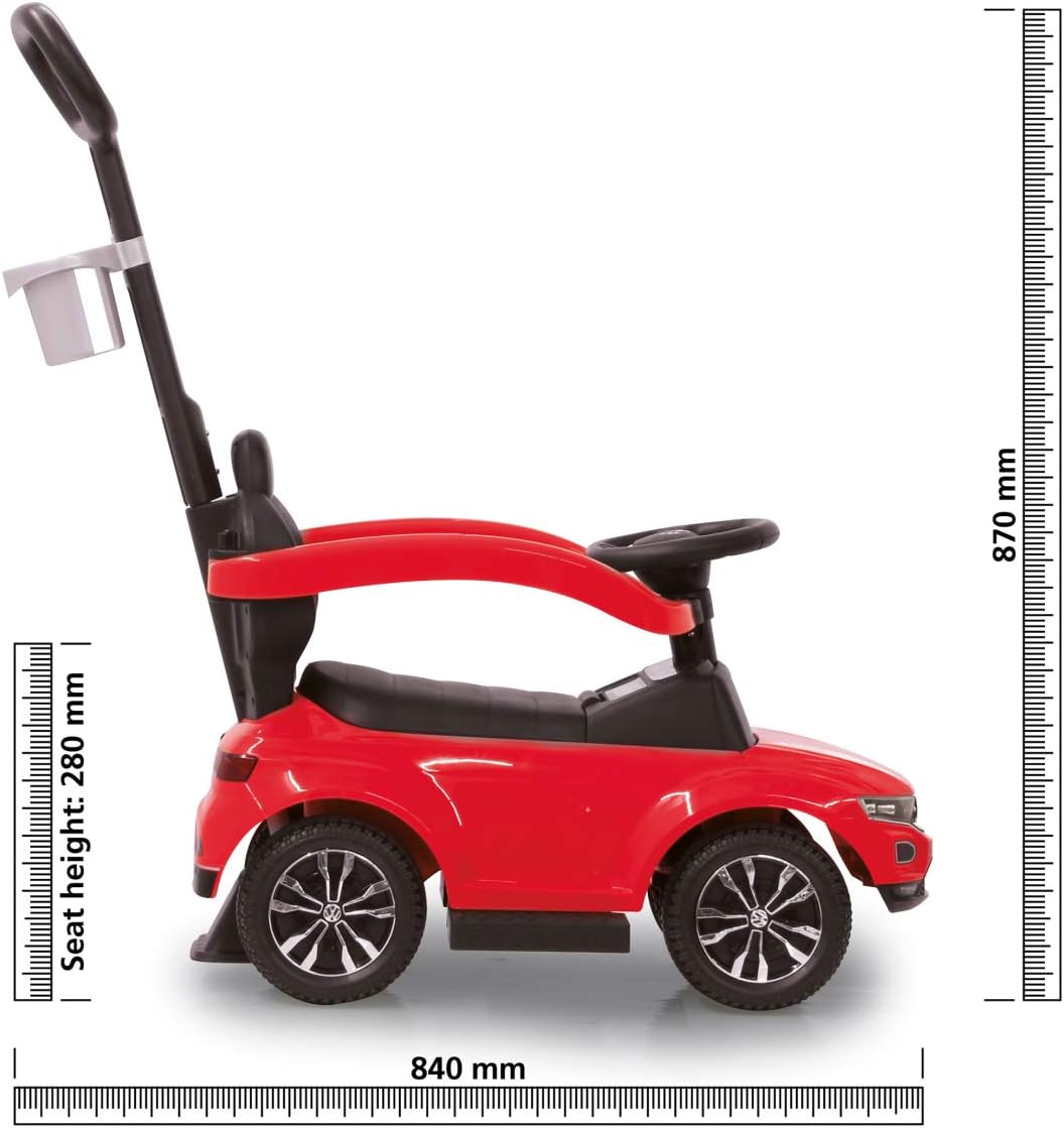 JAMARA 460461 Rutscher VW T-ROC 3in1 – Kippschutz, Kofferraum, Schub-und Haltestange mit Lenkfunktio