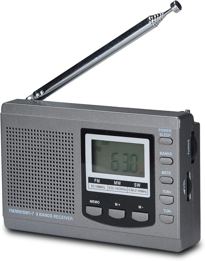 Songway Vollband AM/FM/SW DSP Radio Stereo Lautsprecher LCD Display Wecker Sleep Timer Pocket Radio