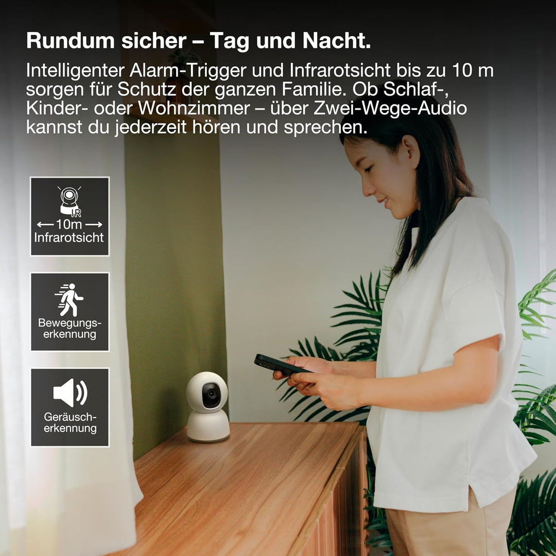 Osram SMART+ WiFi Kamera 360° 4MP 2K QHD, Schwenk-Neige, Nachtsicht 7m, Zwei-Wege-Audio, Alexa kompa
