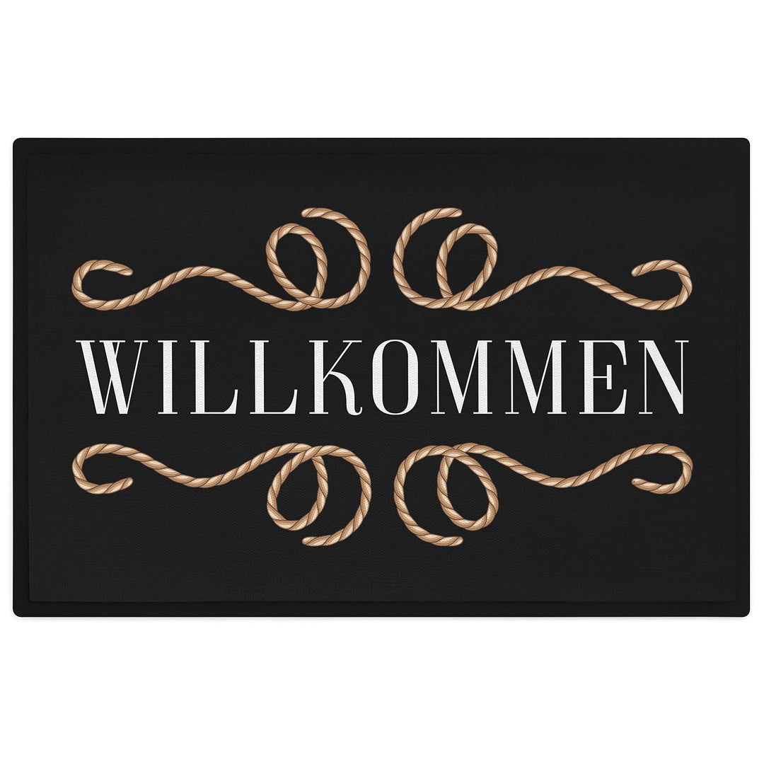 Trendation - Willkommen Fussmatte Grafik Schmutzfangmatte Geschenk Aussen Innenbereich 60x40 cm Wasc