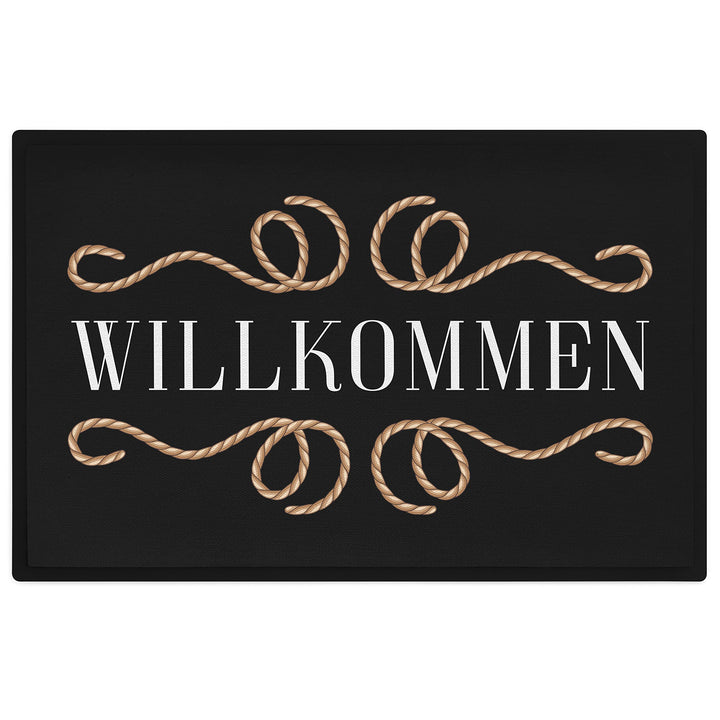 Trendation - Willkommen Fussmatte Grafik Schmutzfangmatte Geschenk Aussen Innenbereich 60x40 cm Wasc