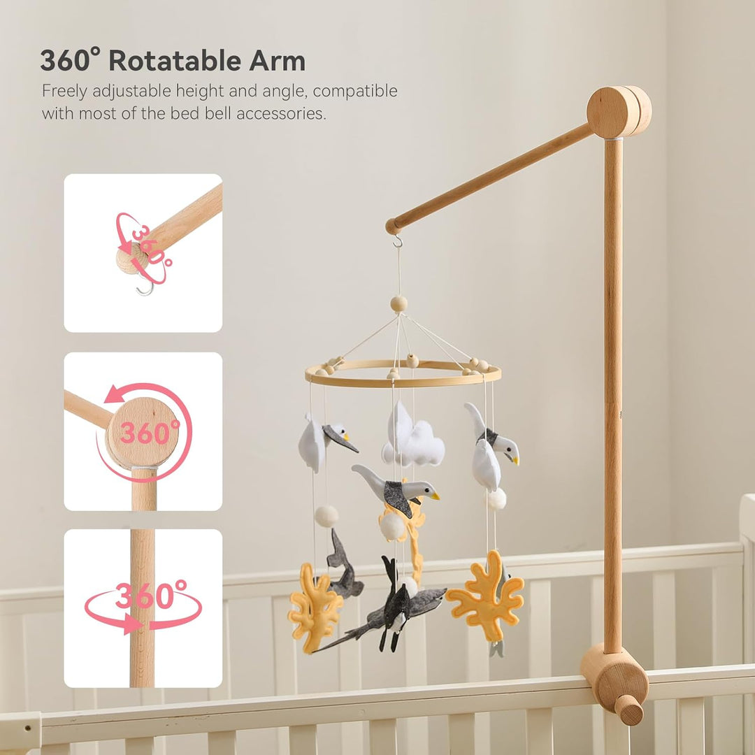 let's make Mobile Verbesserte Version Halterung Holz für Babybet, Mobile Halterung für Babybett Zube