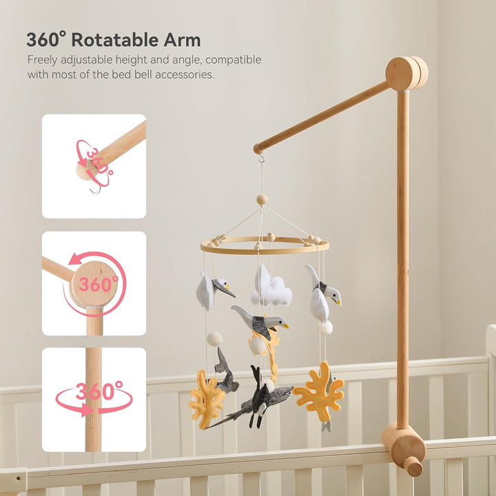 let's make Mobile Verbesserte Version Halterung Holz für Babybet, Mobile Halterung für Babybett Zube