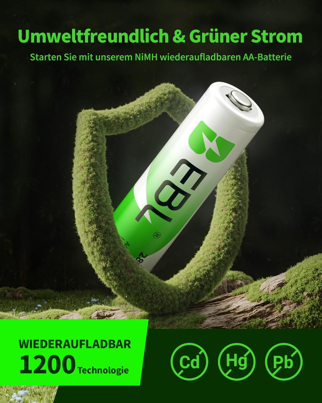 EBL Akku AA Mignon 2800mAh 16 Stück - wiederaufladbare Batterien AA, hohe Ladezyklen, geringe Selbst