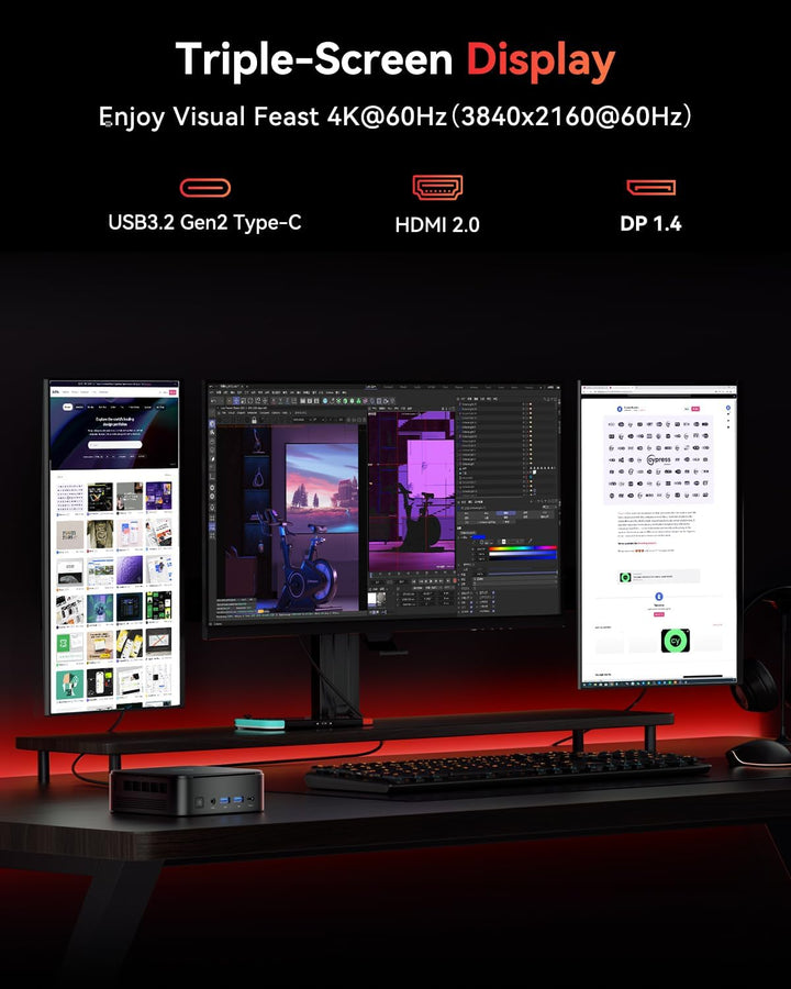 NiPoGi AM16 Mini PC ΑΜD Ryzen 5 PRO 5675U(Besser als 5560U/5600U,6C/12T, Max.4,3GHz),Mini Computer 3