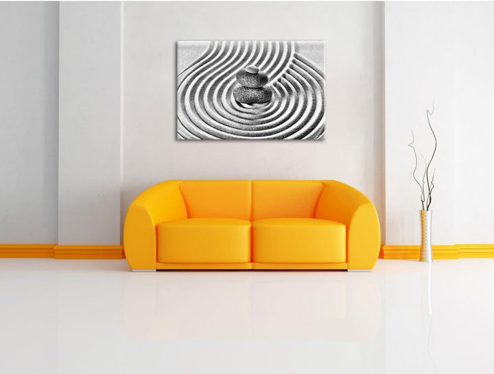 Pixxprint Steinmuster im Sand / 100x70cm Leinwandbild bespannt auf Holzrahmen/Wandbild Kunstdruck De