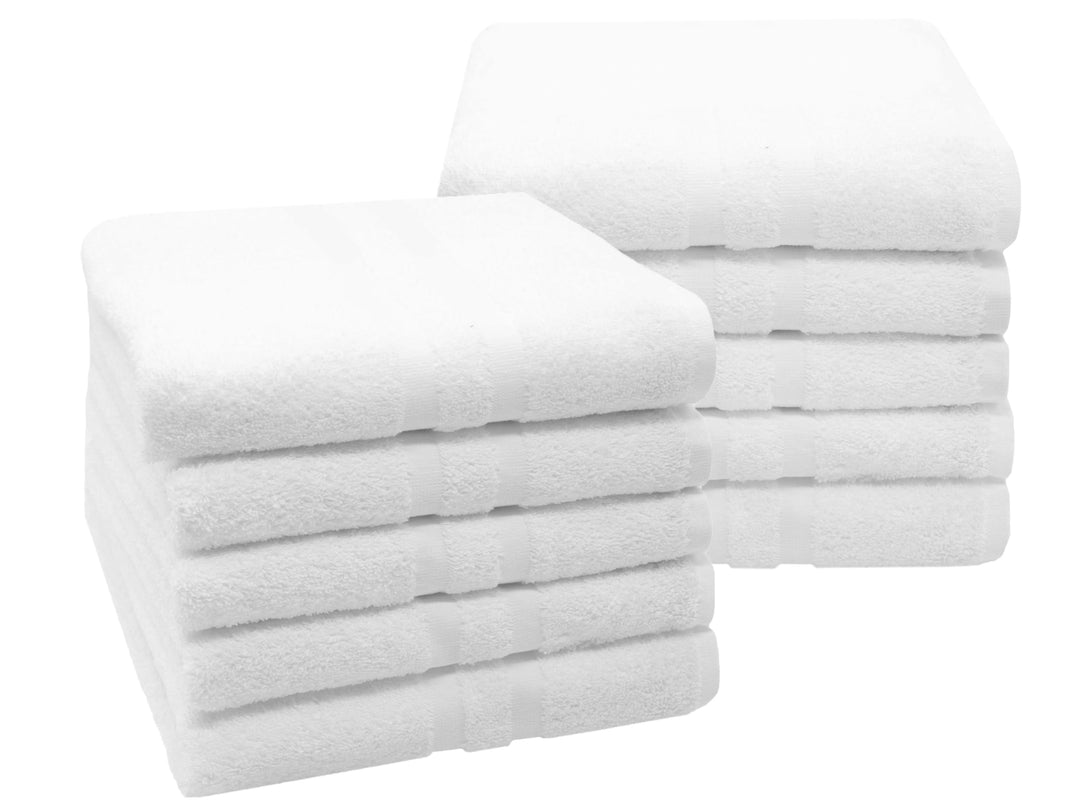 ZOLLNER 10er Set Handtücher, kleine Duschtücher, 50x100 cm, Baumwolle, weiss Weiss 10er set, Weiss 1