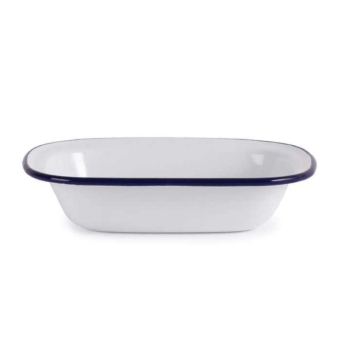 Olympia Emaille Retro-Pastetenformen Set - Rechteckig 180 x 135 mm (6 Stück), Weiss und Blau, Langle