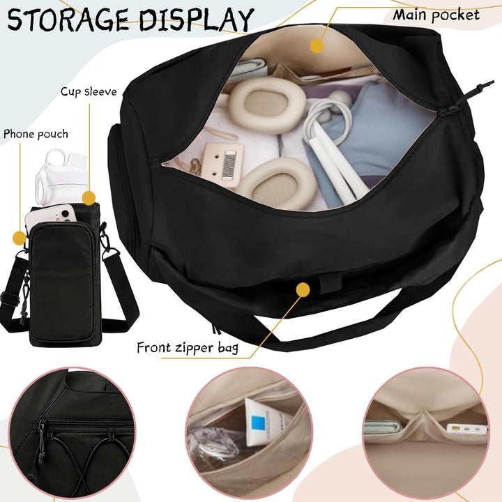 Gym Tasche Damen, Yogatasche mit Schuhfach, Nassfach and Wasserflaschenhalter, Sporttasche Fitnessta