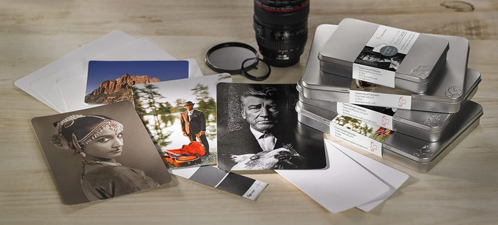 Hahnemühle Inkjet Fotokarten, Mini Foto-Postkarten, FineArt Pearl, perlglänzend, hellweiss, 30 Blatt