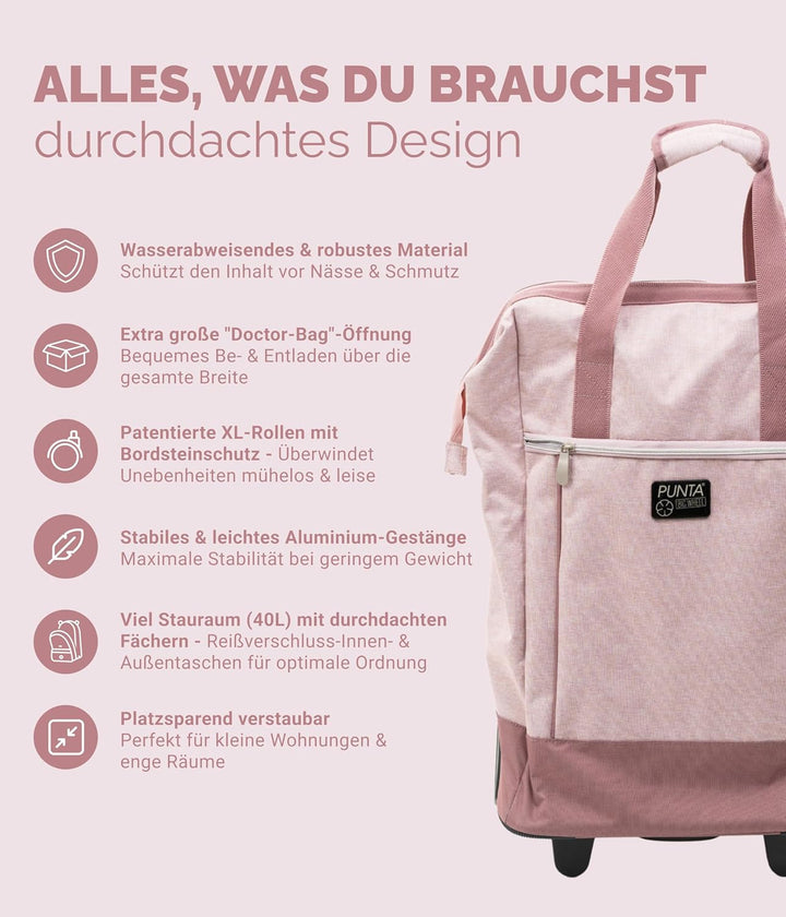 Punta® Einkaufstrolley Big Wheel 40L | grosser & Stabiler Einkaufsroller mit XL-Rädern | leise & lei