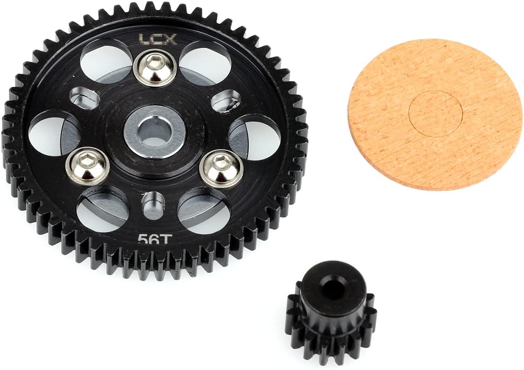 LCX Racing 1/10 RC Crawler Auto gehärteter Stahl 32P 56T Sporengetriebe mit 15T Ritzel für axiales S