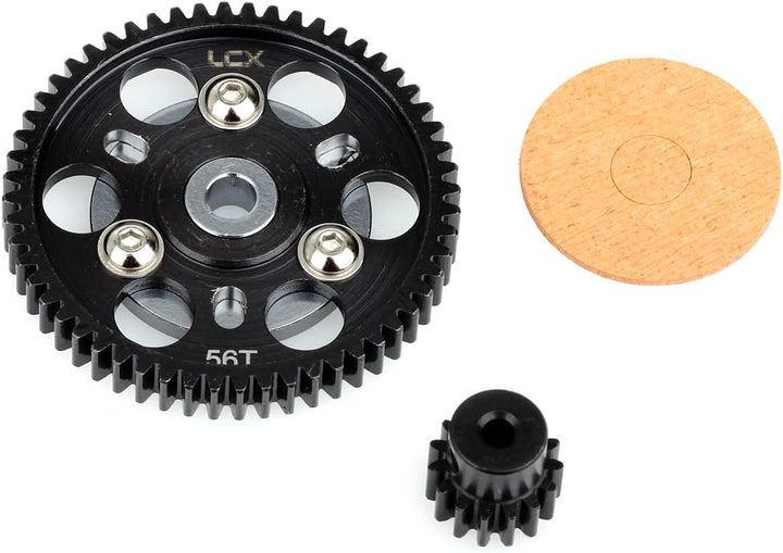 LCX Racing 1/10 RC Crawler Auto gehärteter Stahl 32P 56T Sporengetriebe mit 15T Ritzel für axiales S