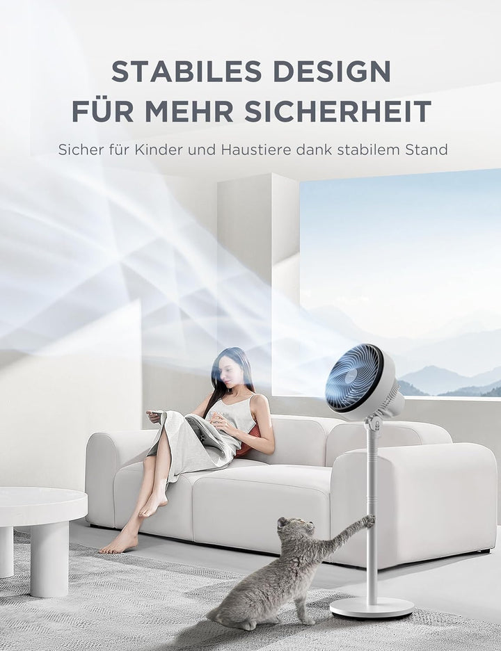 Midea FG18-22LAPH(BW) Standventilator 2 in 1 höhenverstellbar, 549 ft³/min Luftzirkulator mit 18m Re