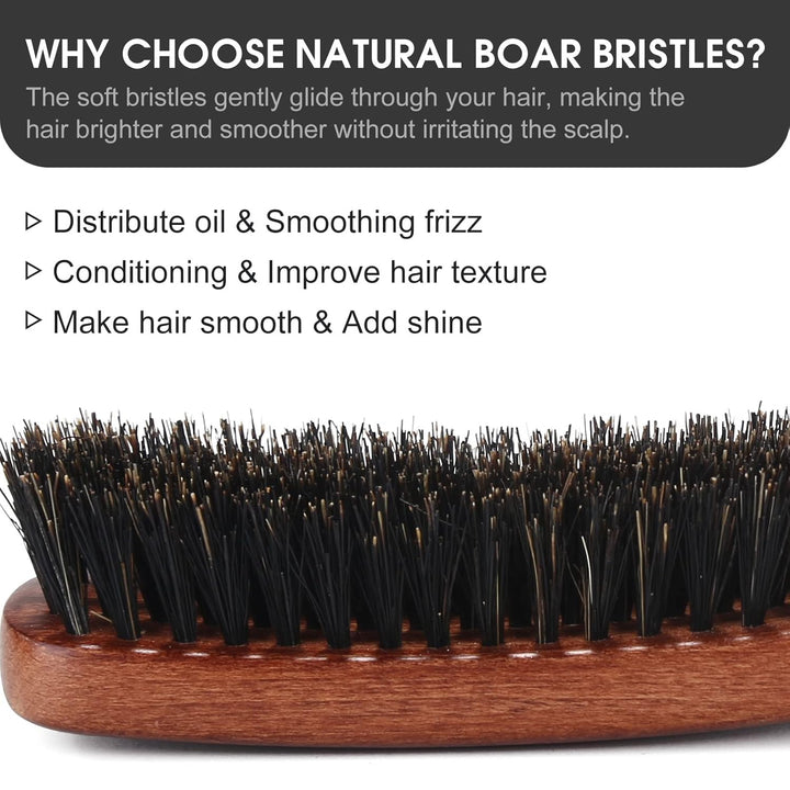 BESTOOL Haarbürste, Wildschweinborsten Bürste für Damen Herren Kinder zum Entwirren & Stylen, Naturb