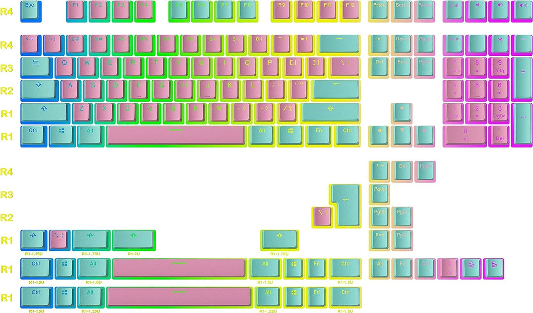 Ranked Pudding v2 PBT-Tastenkappen | 145 Double Shot Transluzent ANSI US- und ISO-Layout | OEM-Profi