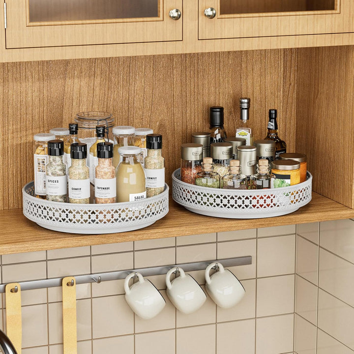 EKNITEY Lazy Susan Drehteller-Organizer – 33 cm drehbares Gewürzregal aus Metall, Gewürzaufbewahrung