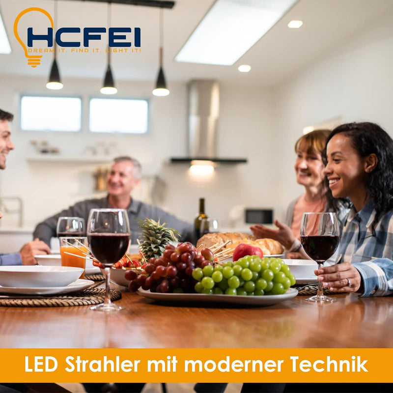 HCFEI 6er Set LED Slim Möbel Einbaustrahler | Chrom glänzend | 230V 3W | Warmweiss 3000K | Bohrloch: