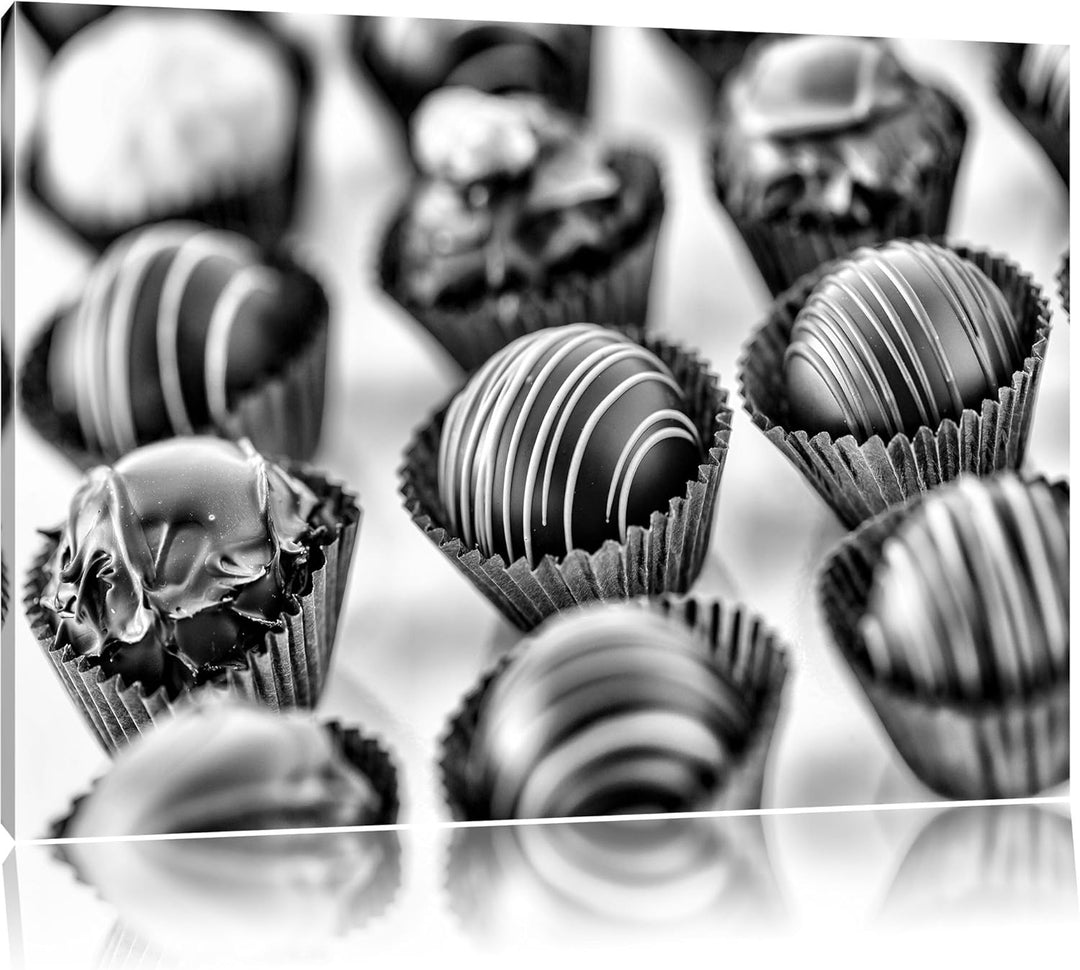 Monocrome, Süsse Pralinen , Format: 100x70 auf Leinwand, XXL riesige Bilder fertig gerahmt mit Keilr