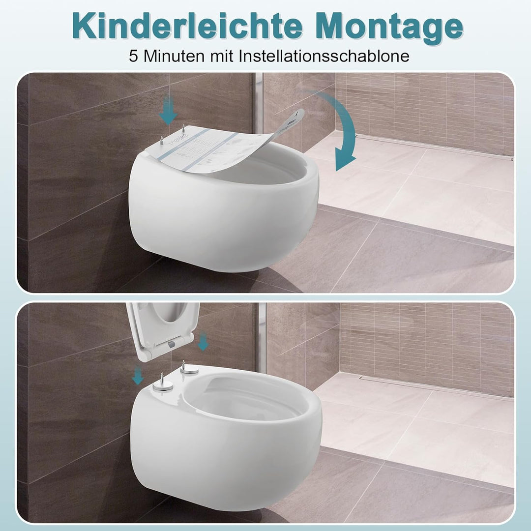 MEEJEE WC Sitz mit Absenkautomatik Oval, Toilettendeckel absenkautomatik, Klodeckel Weiss, Klobrille