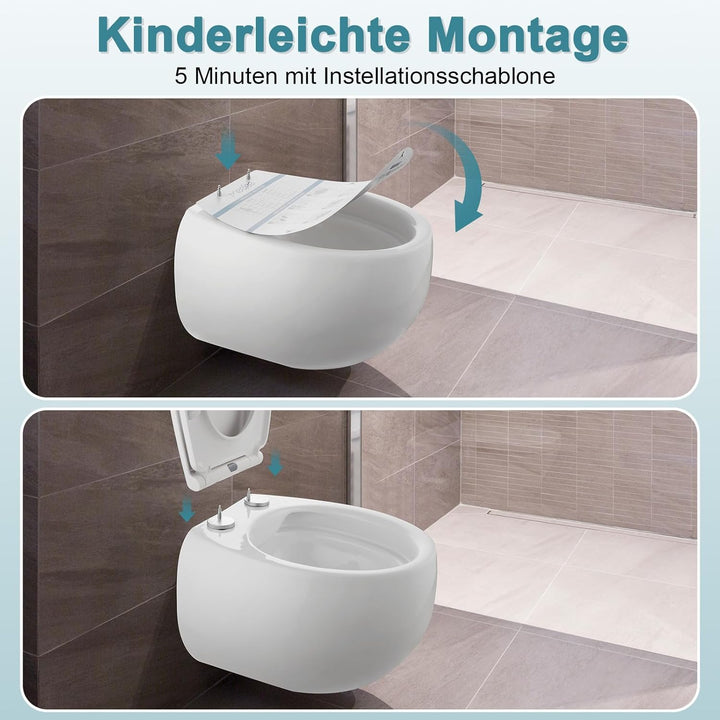 MEEJEE WC Sitz mit Absenkautomatik Oval, Toilettendeckel absenkautomatik, Klodeckel Weiss, Klobrille