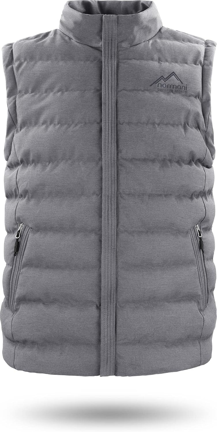 normani Herren Weste Steppweste mit Swaet Kapuze und Stehkragen - Outdoor Weste mit wasserdichten Re