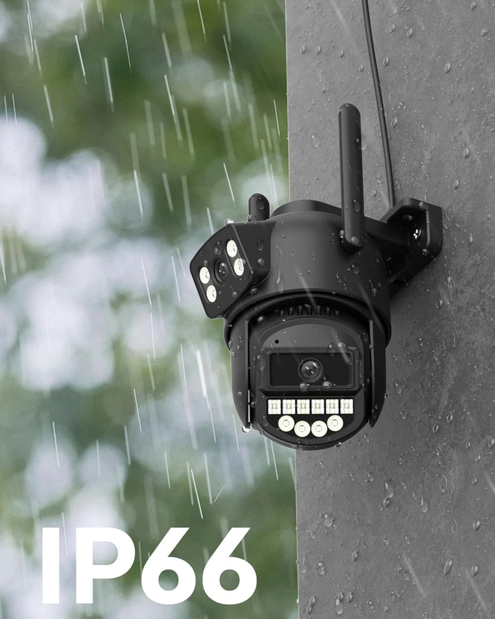 Überwachungskamera Aussen,Mit Dual-Objektiv 6MP,2.4/5Ghz WLAN,Kamera Überwachung Aussen,360° PTZ,Eth