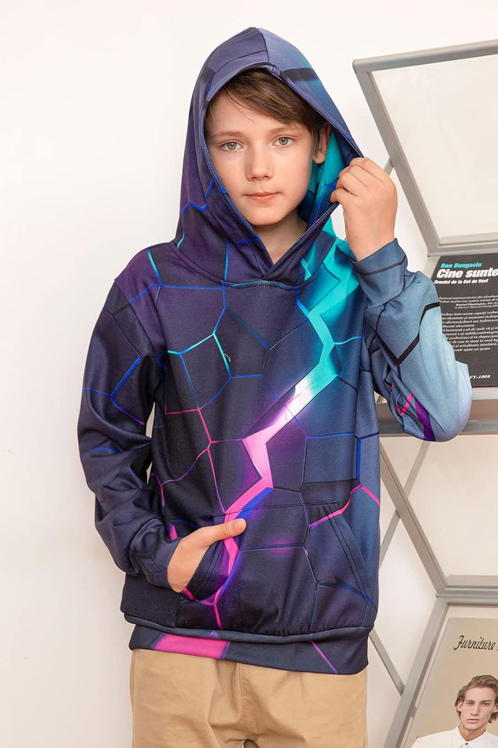 NEWISTAR Jungen und Mädchen Hoodie 3D Gedruckt Kapuzenpullover Unisex Kinder Langarm Lustig Sweatshi