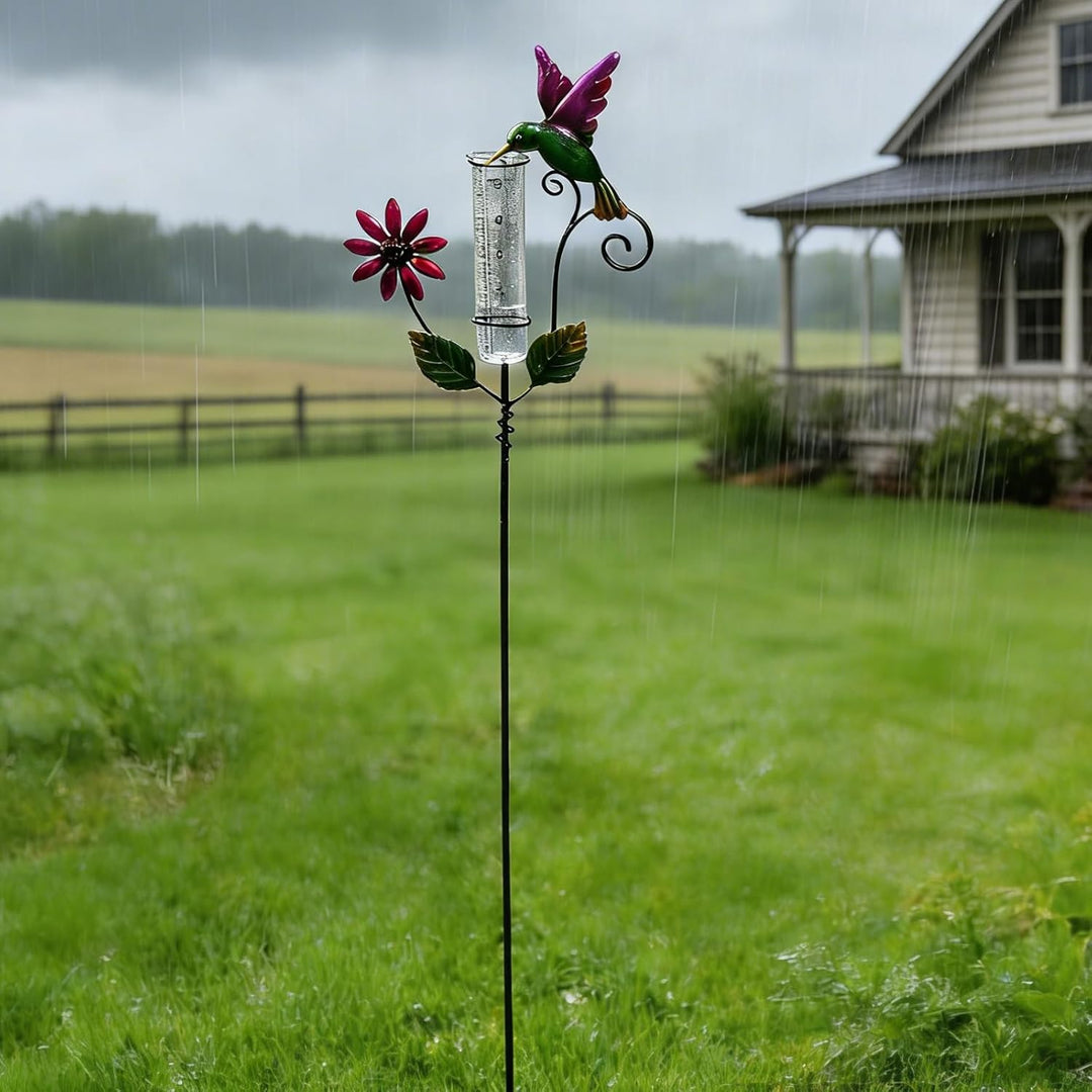 Regenmesser für Garten, Gartendeko Regenmesser Frostsicher, 119cm Gartenstecker Regenmesser, Nieders