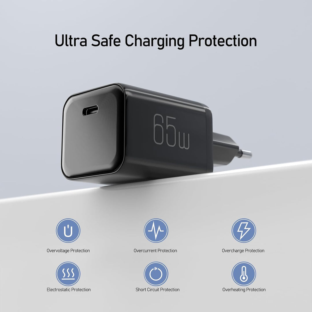 2 Stück 65W USB C Ladegerät Netzteil GaN Fast USB PD Charger Adapter Handy Schnellladenetzteil Steck