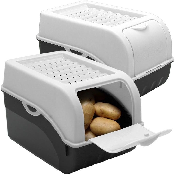 ARTECSIS Kartoffel Aufbewahrungsbox weiss 2er Set I Gemüsebox Kartoffelbox mit Deckel für ca. 4 kg K