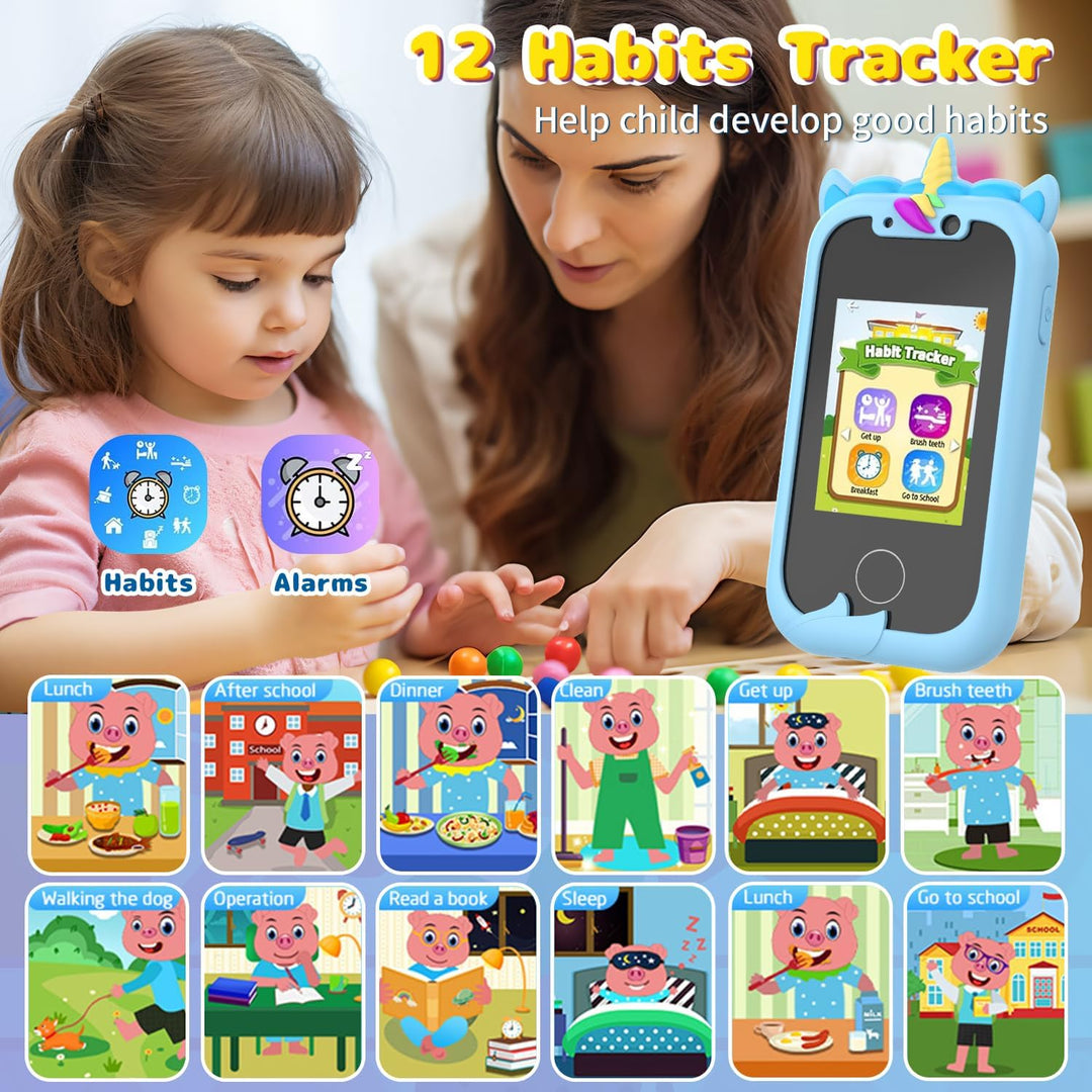Ashfly 2.4“ Einhorn Kinder Kamera, 1080P HD Dual Kamera Kinder Handy Spielzeug aufnehmbar Video, Kin