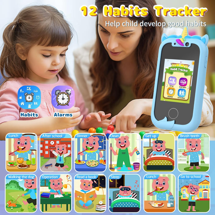 Ashfly 2.4“ Einhorn Kinder Kamera, 1080P HD Dual Kamera Kinder Handy Spielzeug aufnehmbar Video, Kin