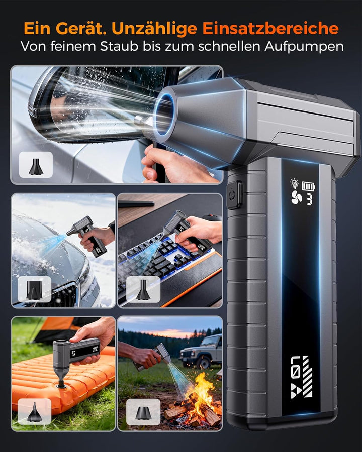 Druckluftspray Alternative, Elektrischer Air Duster mit 200.000 U/min Turbo Gebläse, 10500 mAh Akku