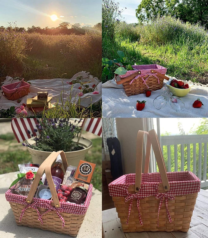 Bekith Geschenkkorb Natur Wicker Camping Picknickkorb Präsentkorb Holz, 32x20x16cm