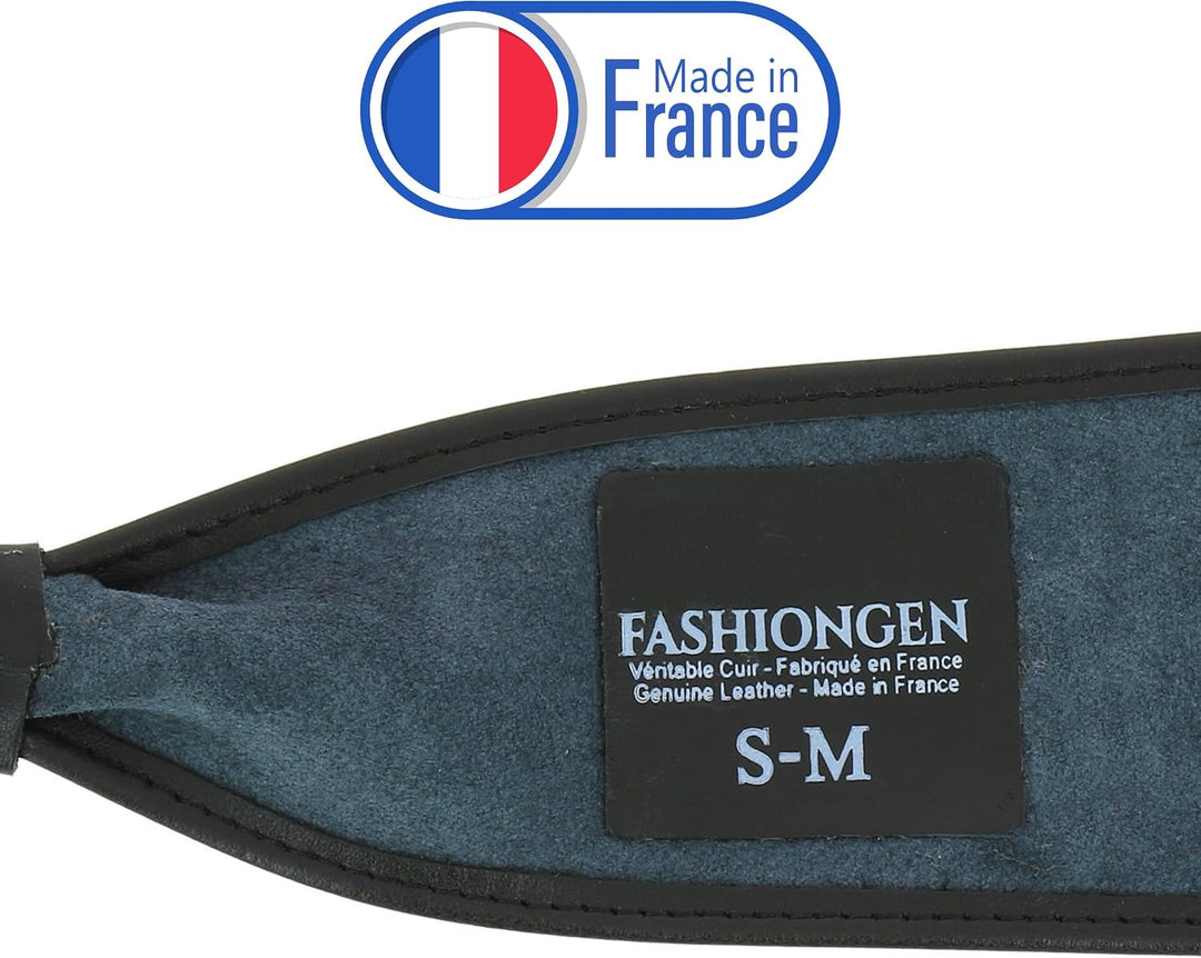 FASHIONGEN - Echtem Rindsleder Vollnarbenleder Obi Gürtel für Damen, Bindgürtel, CASSIANE S-M Blau M