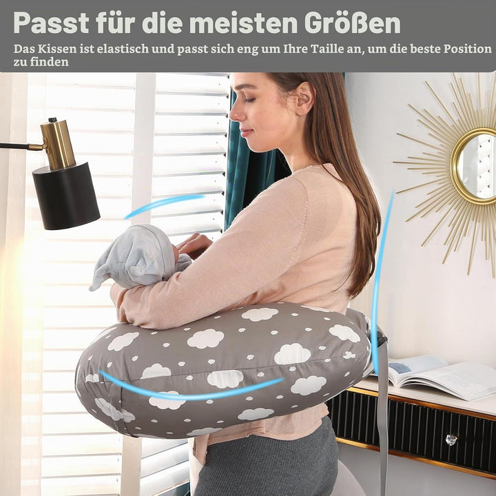 Stillkissen, Stillkissen Stützkissen für Mutter und Baby, Pregnancy Pillow mit 100% Baumwollbezug, V