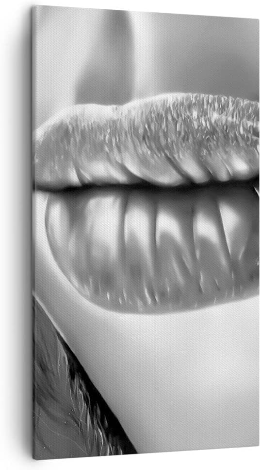 Bilder auf Leinwand Lippen Gesicht weiblich Lippenstift Leinwandbild mit Rahmen 45x80cm Wandbilder D