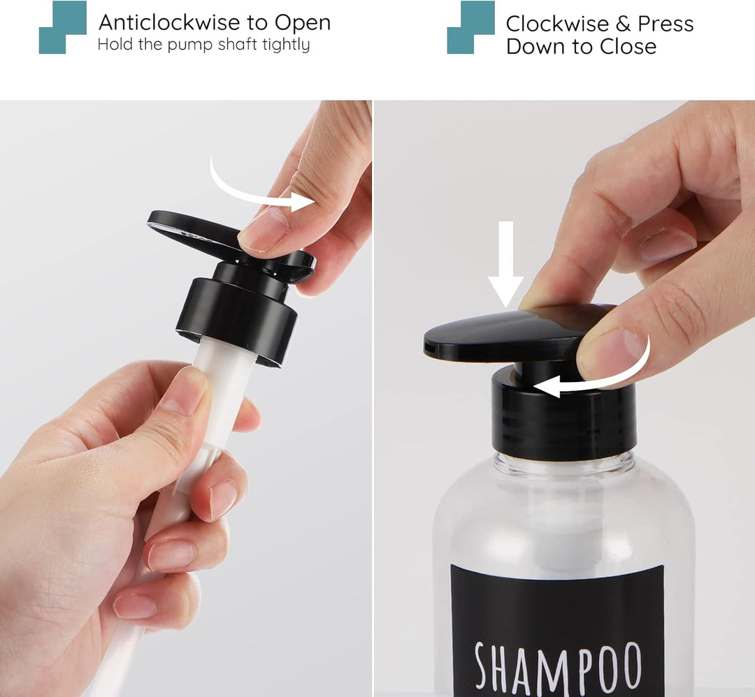 Segbeauty Seifenspender, 3 Stück 300 ml Shampoo Flaschen zum Befüllen, Soap Dispenser mit 2 Seifensp