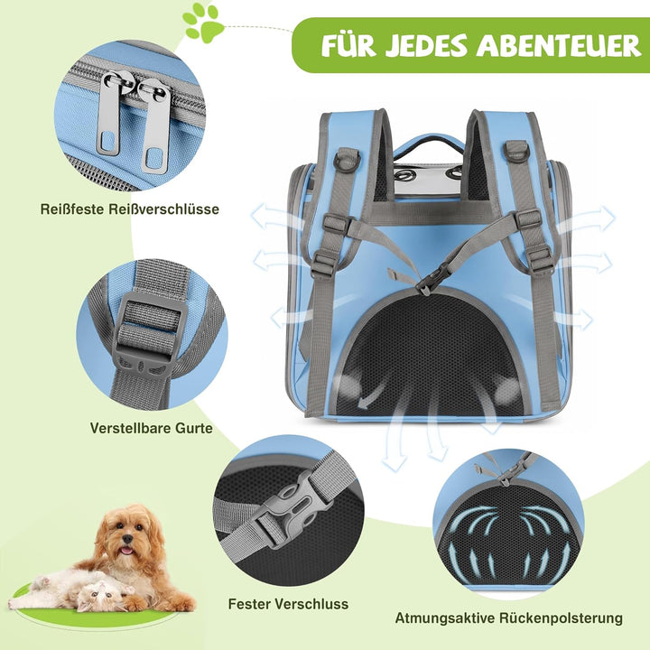ALLSOPETS Katzenrucksack Faltbar Haustierrucksack mit Frontöffnung und Atmungsaktives Netzfenster Hu