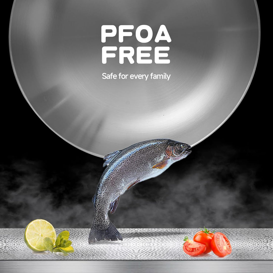 Inqibee Edelstahlpfanne Bratpfannenset Unbeschichtet 22 cm & 26 cm mit Deckel - Pfannenset Edelstahl