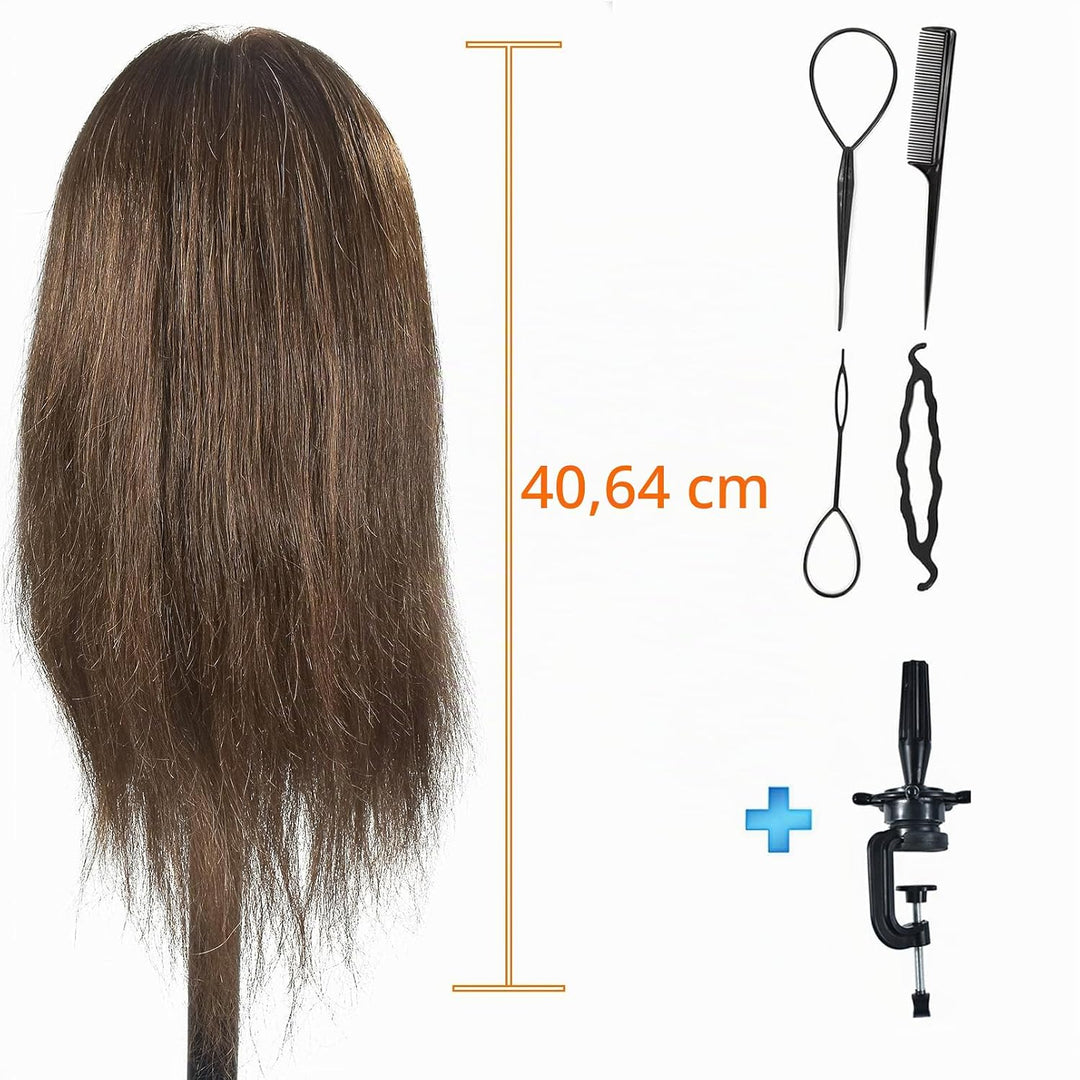 Schaufensterpuppe Kopf 16„-18“ Weiblich 100% Echthaar Friseurin Kosmetologie Schaufensterpuppe Manik