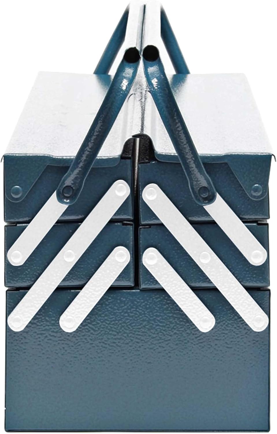 Wiltec Werkzeugkiste 420x200x200mm aus Stahl mit 5 Fächern, beständiger Werkzeugkasten mit Handgriff