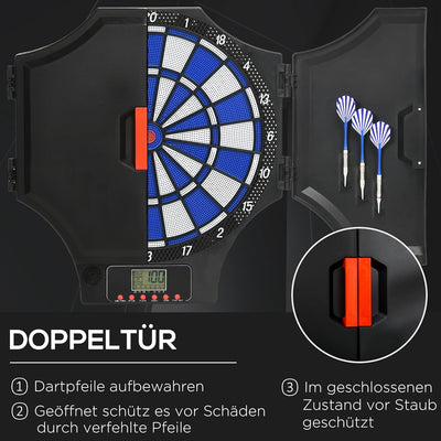 SPORTNOW Elektronische Dartscheibe, Dartboard mit 6 Dartpfeilen & 6 Ersatzspitzen, Dartautomat für b