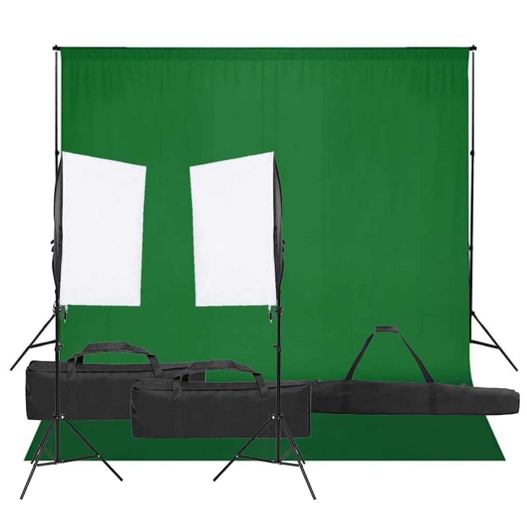 Fotostudio-Set mit Beleuchtung und Hintergrund für professionelle Produkt- und Porträtfotografie im