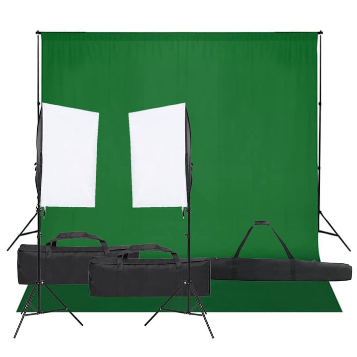 Fotostudio-Set mit Beleuchtung und Hintergrund für professionelle Produkt- und Porträtfotografie im