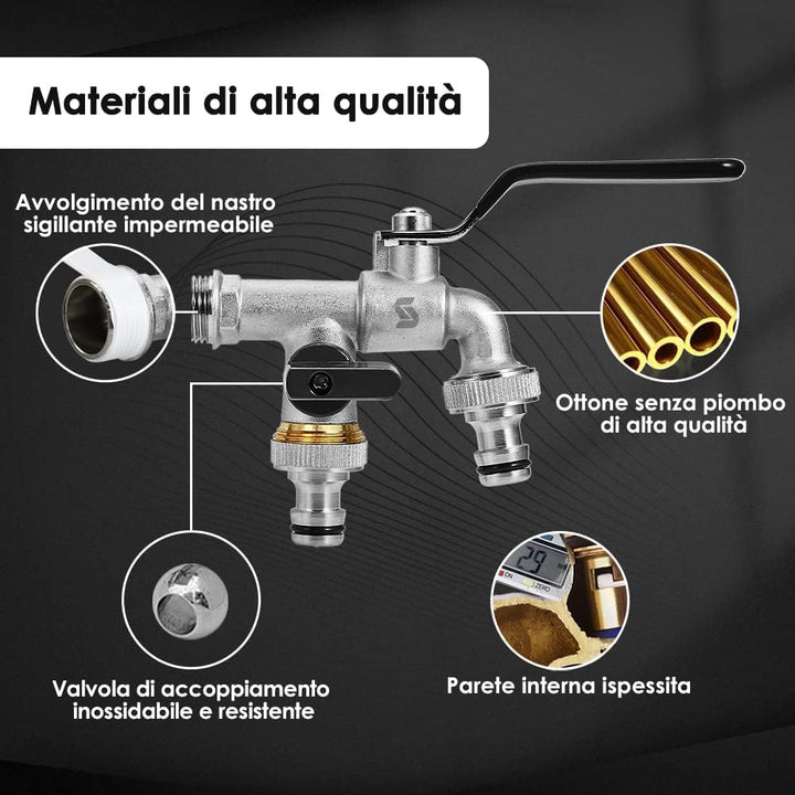 SPGOOD Premium Garten Wasserhahn, 1/2 Doppel Messing Wasserhahn rost- und hochtemperaturbeständig +