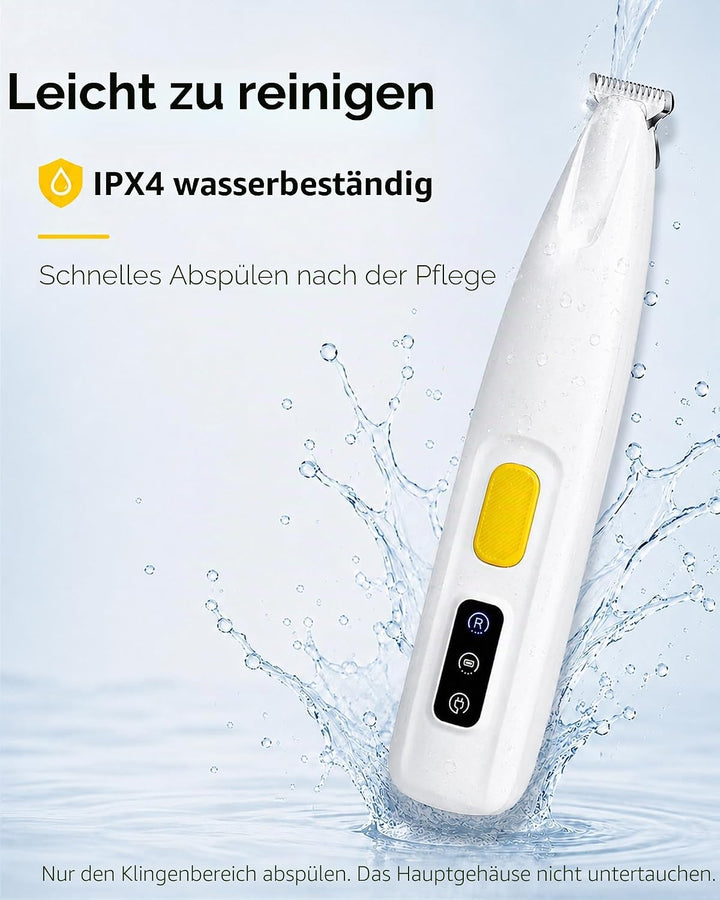 Pfotentrimmer für Hunde & Katzen mit LED-Licht – 18 mm breite Klinge, 35 dB leise, LED-Anzeige, wass