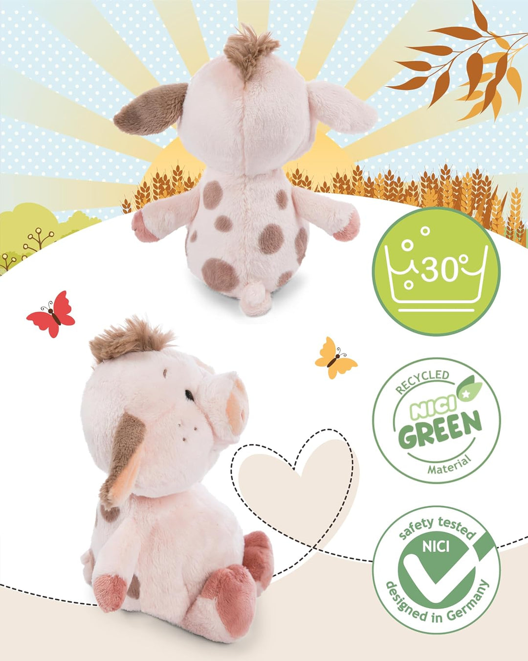 NICI Kuscheltier Schwein Pigwick 31cm - rosa - Weiches Plüschtier – niedliches Stofftier zum Kuschel