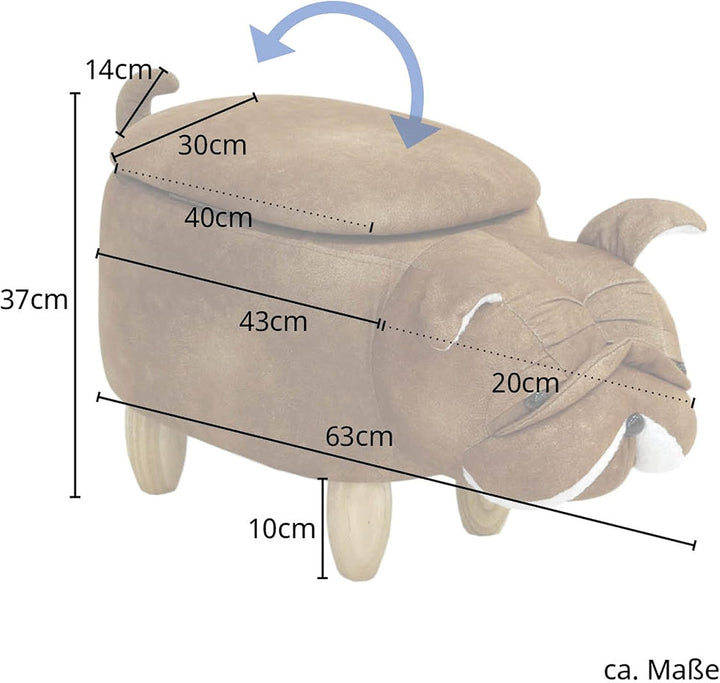 SVITA Animal Storage Kinderhocker Tierhocker mit Stauraum gepolsterter Hocker mit Holzbeinen Braun T